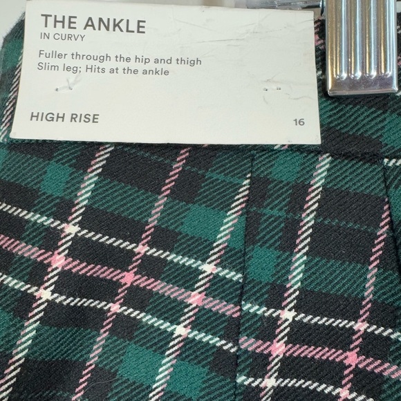 NWT Ann Taylor Size 14 Ankle Dress Pants Tartan Plaid Curvy Fit High Rise Green - Picture 8 of 8